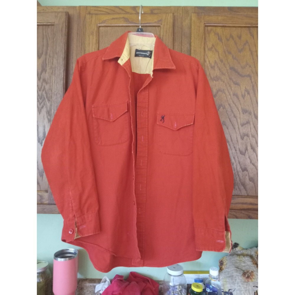 Browning Vintage Red Hunting Shirt Mens Large Made in USA Canvas